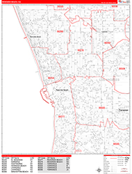 Redondo Beach Wall Map Zip Code Red Line Style 2026